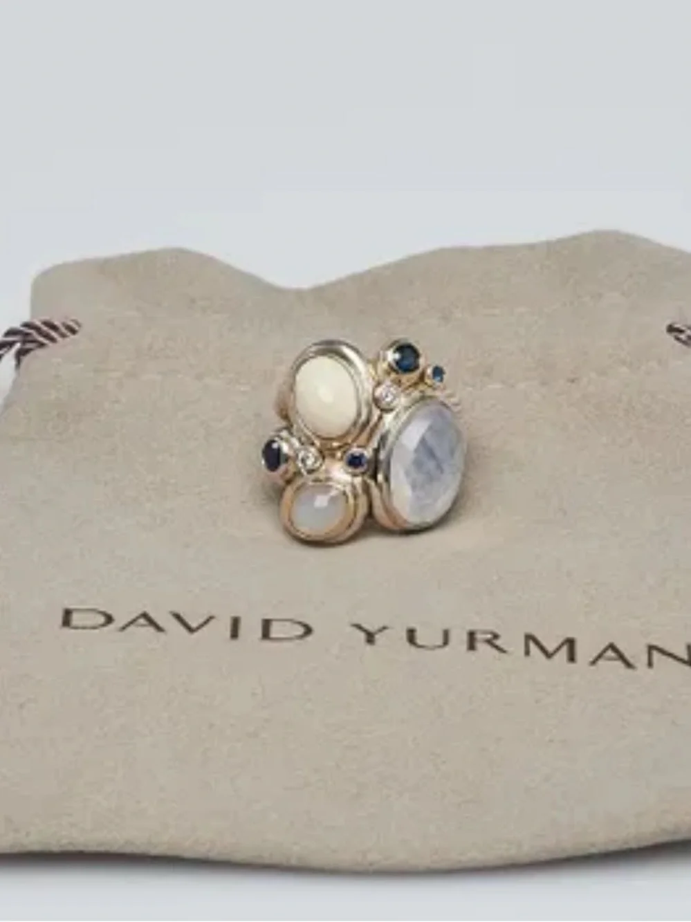 David Yurman | Ring | Sterling Silver Multi-Stone Oval Mosaic Ring with Diamonds - Picture 13 of 14